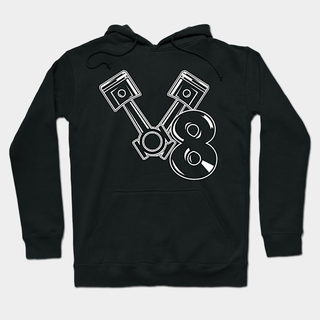 V8 Engine Design for Eight Cylinder Car Fans Hoodie by c1337s